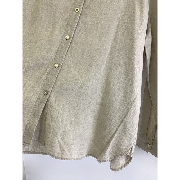 J Jill Linen Button Down Collared Shirt Tan Lightweight Breathable Womens Large - Picture 4 of 12